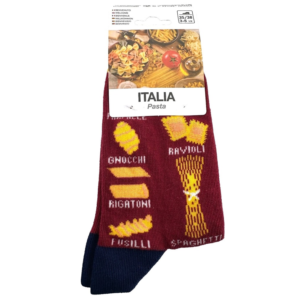 Spot Club Novelty Socks Italia Pasta Red Pattern Small Mid-Calf Socks NWT